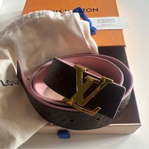 Louis Vuitton Reversible belt signature LV logo:pink sz 90